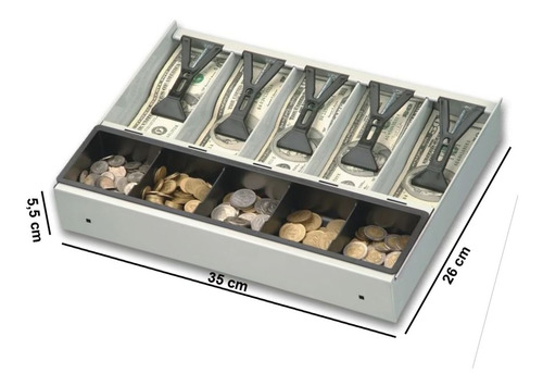 Cajon Lipari 5 Divisiones Moneda Billete Ideal Para Colocar Dentro Gavetas Y Registradoras