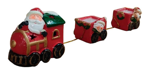 Enfeite De Natal Cerâmica Vela Decorativa Trem Do Papai Noel