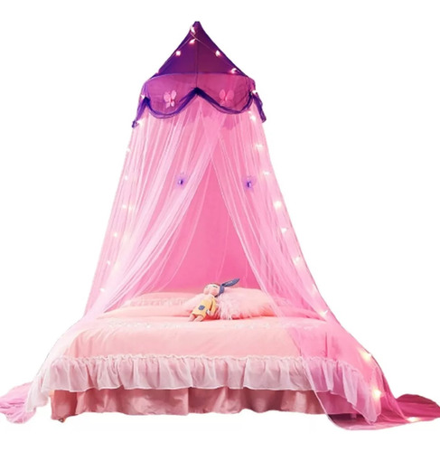 Toldo De Cama Con Luces Y Mosquitera Para Dormitorio De Niña