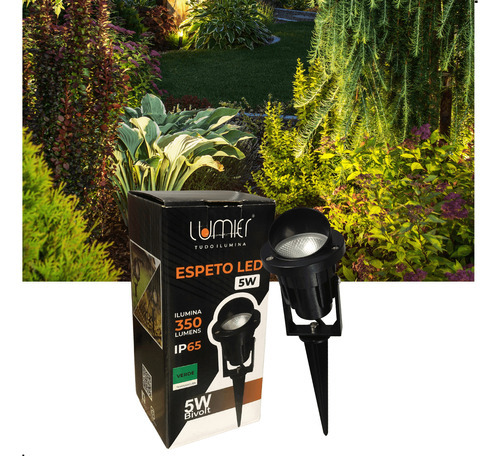 Luminária Espeto Jardim 5w Led Cob Verde Ip65 Embutido Solo