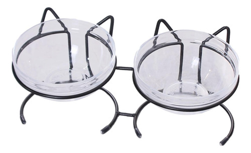 Comedero Para Gatos, Plato, Estante De Doble Cuenco Negro