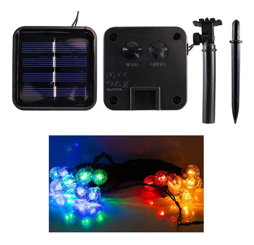 Guirnalda Solar 5 Metros 20 Lamparas Led Ip65 De Colores