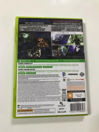 Game Batman Arkham Asylum + Arkham City - Xbox 360 - Pack Duplo com dois  Jogos