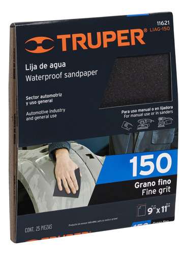 25pzs Lija De Agua Grano 150 De Carburo De Silicio Truper