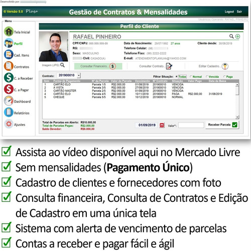 Sistema Clientes, Serviços, Festas, Contratos, Receber Pagar