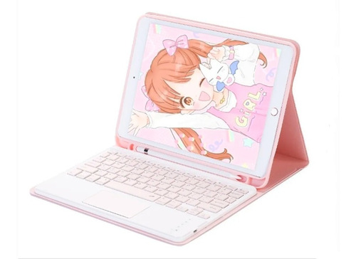 Funda Teclado Con Touchpad @ iPad 10.2 7ma Generación Rosado