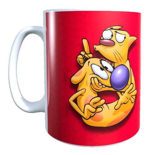 Taza - Tazón Diseño Cat Dog, Rojo 320 Cc 