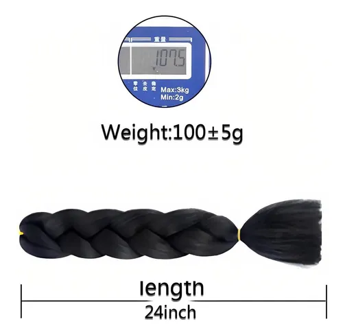 Extensiones 100% De Kanekalon Puro Para Trenzas Africanas Color Negro