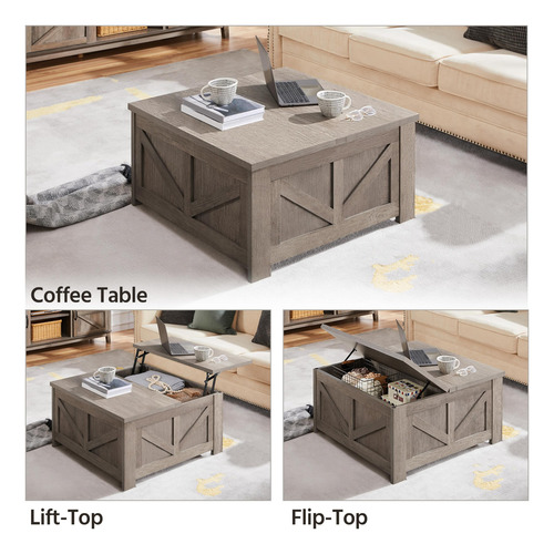 Yaheetech Mesa Auxiliar Elevable Mesa De Centro Cuadrada De