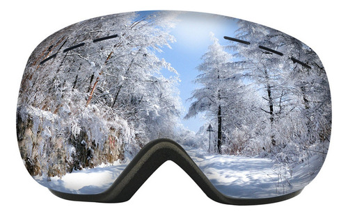 Anti Fog Uv 400 Protección Marco Negro Nieve Lentes Plateada