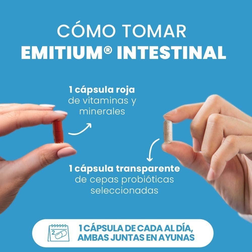 Emitium Intestinal, Vitaminas, Minerales Y Probióticos 60b Sabor Sin Sabor