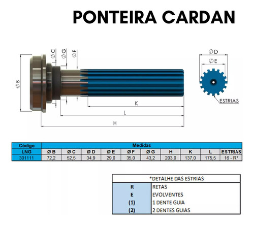 Kit Cardan Luva Ponteira F350 F4000 D10 D20 S10