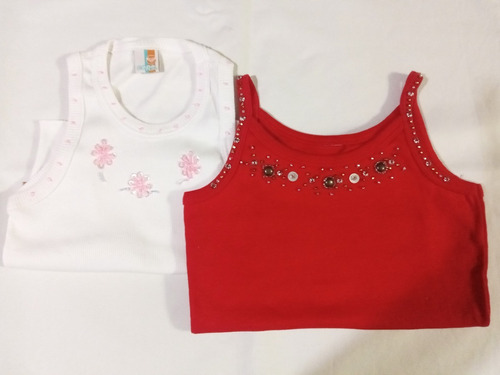 Pack  Remeras Musculosas De Algodón Con Strass  Niña