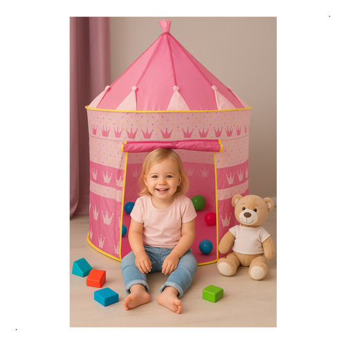 Barraca Tenda Infantil Castelo Cabana Dobravel Princesa Leve Cor Rosa