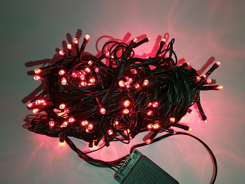 Luces Para Arbol Rojo X100 Bombillos Cable Verde Paq. X4