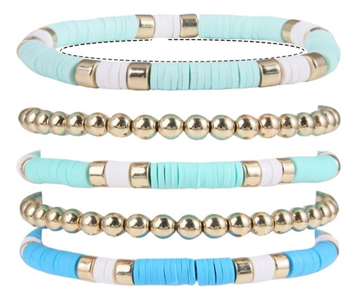 Y Juego De 5 Pulseras Sencillas De Cerámica Blanda,r