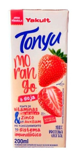 Alimento De Soja Yakult Tonyu Morango Tp 200ml - Kit Com 12