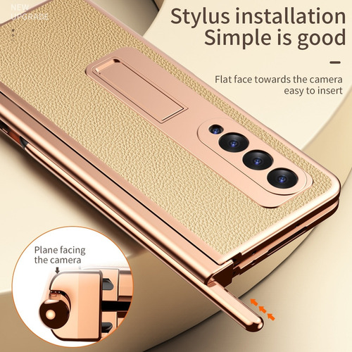 Compatible Carcasa Con Bisagras De Pu Con Textura De Litchi For Samsun
