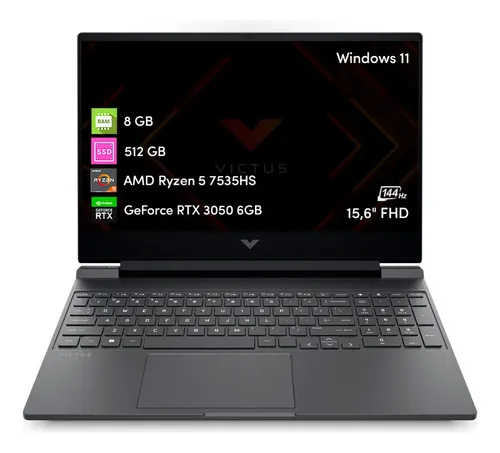 Notebook Gamer Hp Victus Ryzen 5 8Gb 512Gb Rtx3050 15.6 Fhd