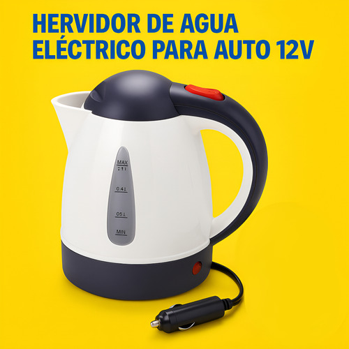 Pava Eléctrica Para Auto 12v - Se Conecta Al Encendedor Blanco