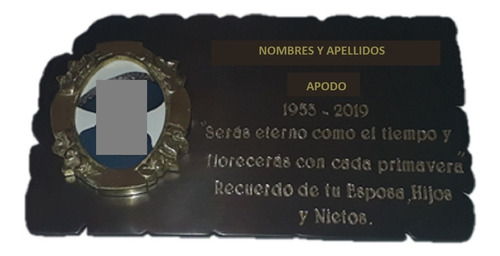 Placa Funeraria De Bronce N° 16 Palmita 25 Cm X 15 Cm Y Foto