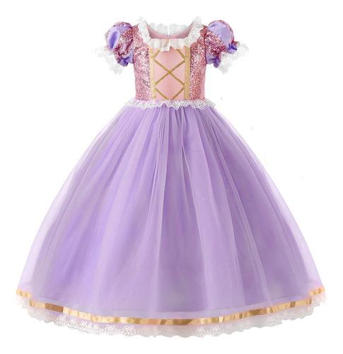 Disfraz De Princesa De Malla Para Niñas  Con Lentejuelas  Pa