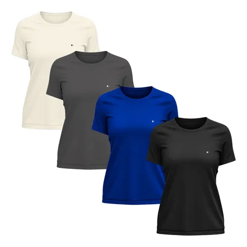 Kit 4 Camisetas Dry-fit Sandrini Baby Look Feminina Academia - R$ 78,99