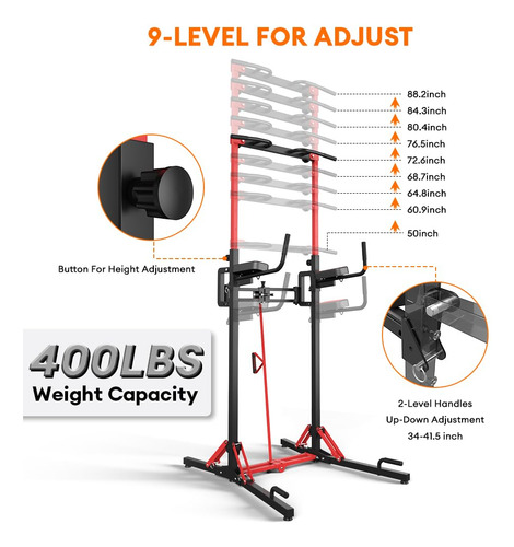 Onetwofit Power Tower Estación De Dominadas Ajustable Mmg