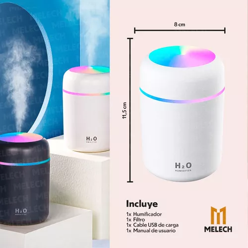 Humidificador Ultrasónico Difusor Aromatizador 300ml Usb Rgb