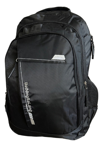 Mochila Semi-impermeável Reforçada Grande Faculdade Trabalho Cor Preto Desenho Do Tecido Liso
