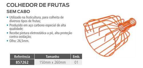 Colhedor De Frutas 14cm Sem Cabo Kala Aço