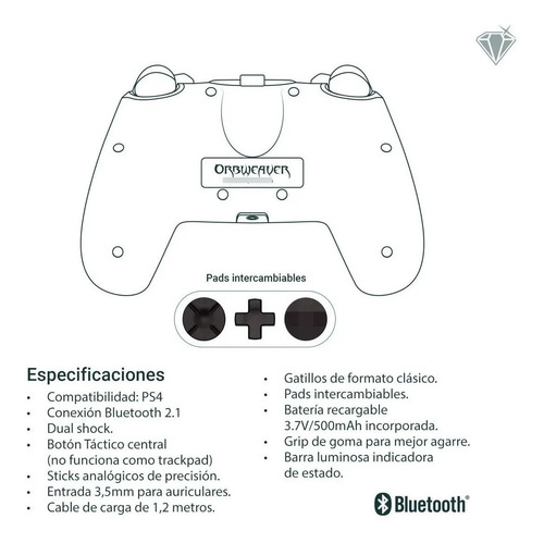Imagen 2 de 2 de Joystick Ps4 Level Up Orbweaver Gamepad Wireless Bluetooth