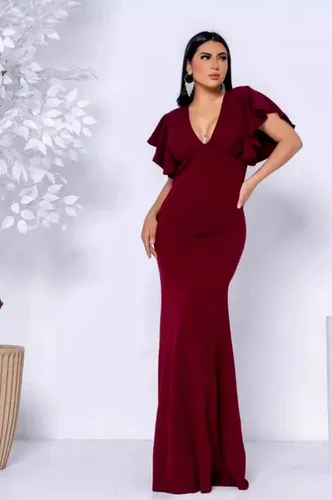 Vestido longo marsala best sale barato