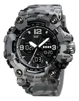 Comprar Reloj Militar Digital Burk 1742 Alarma Cronometro Luz ! Color De La Malla Gris Militar Color Del Bisel Gris Militar
