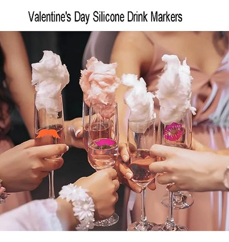 Marcadores De Copas De Vino De Silicona Para San Valentn Con
