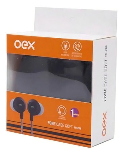 Fone De Ouvido Intra Auricular Com Case Soft Microfone P2 Preto 1,2m Oex 116db