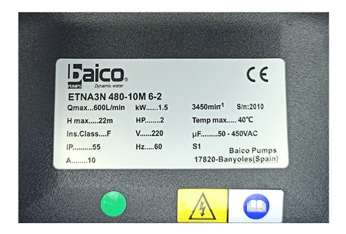 Bomba Para Piscinas Baico 2 Hp 220v Etna 3n 480-10m