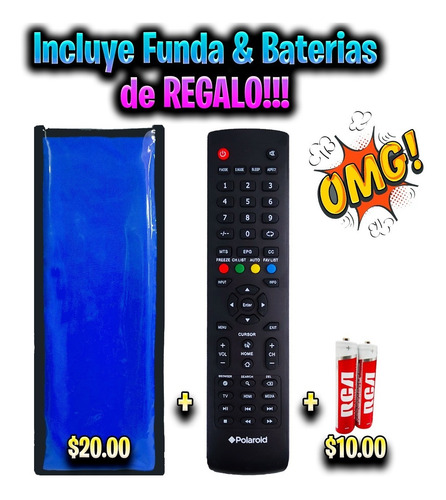 Imagen 5 de 10 de Control Remoto Polaroid Smart Tv Con Cursor + Funda Y Pila