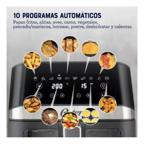 Freidora De Aire Digital Recubrimiento Oster 6l 10 Programas