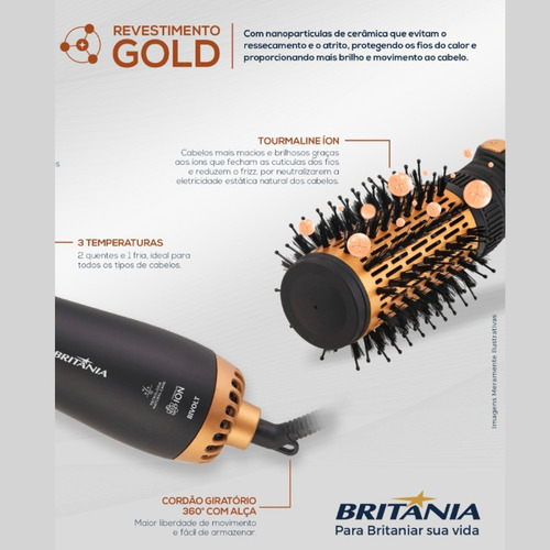 Escova Rotativa Britânia Ber20pd 3 Temperaturas Bivolt