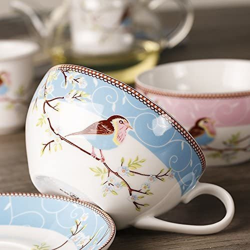 Jusalpha - Tetera Con Infusor, Taza Y Platillo, Porcelana