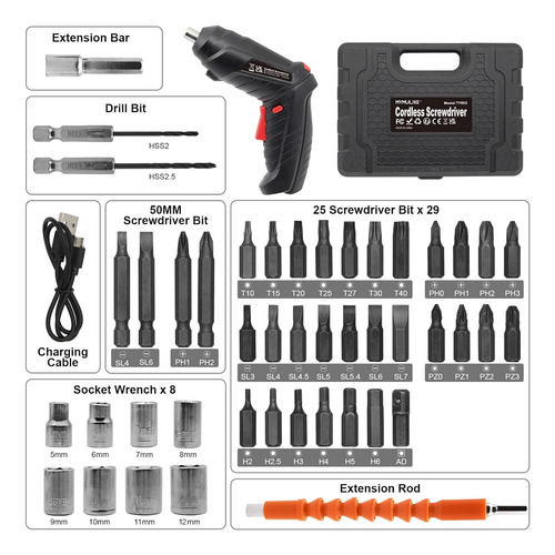 Cordless Electric Screwdriver, 3.6v Rechargeable Power Sc...