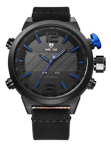 Relógio Masculino Weide Anadigi Wh-6101 - Preto E Azul