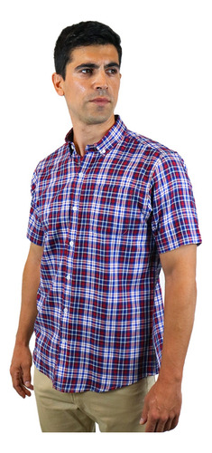 Camisa Hombre De Cuadros De Vestir Manga Corta Casual Dioro