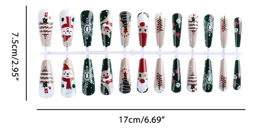 Uñas Postizas, Uñas Press On, 24 Unidades, Christmas Nails