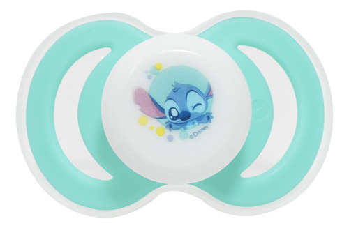 Chupón Ortodóntico De Silicón Para Bebé Stitch Disney Color Aqua Período De Edad 3m