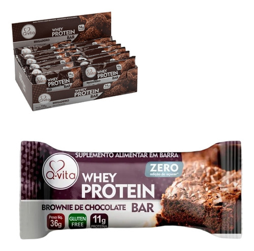 Barra Protein Q-vita Brownie Choc Zero 36g (18 Unidades)