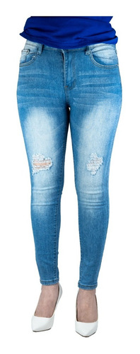 Pantalón Para Mujer Yl-1071 Jeans Rasgados