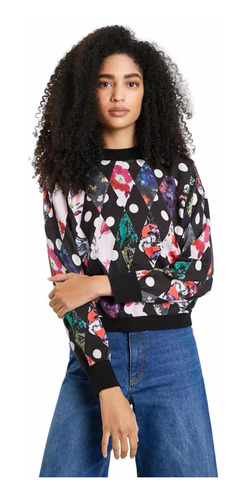 Suéter Desigual Mujer Rosa Flores