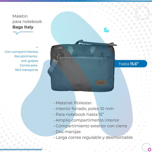 Maletin Bags Porta Notebook 15.6 Italy
